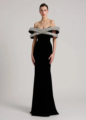 MashX Allure - IY-DCOU-25-28 black velvet crystal dress