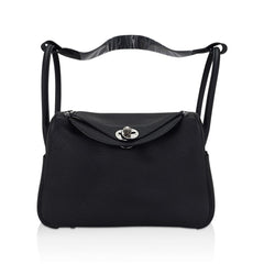 Hermes - lindy 26 - black clemence - Palladium Hardware