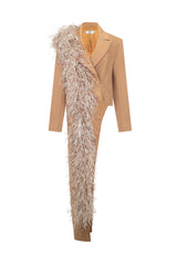 Mash X allure - FEATHER JACKET & TROUSER SET - Mocha