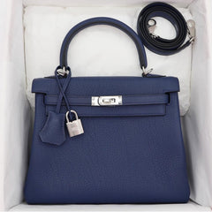 Hermes - kelly 25 togo - blue navy palladium HW