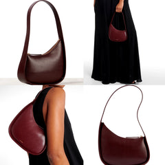 The row - Half Moon leather shoulder bag - Raisin color