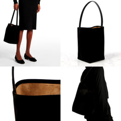The row - N/S Park Medium suede tote bag - black