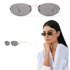 Fendi - rimless oval sunglasses - black