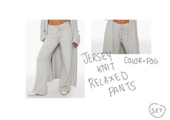 Set active - jersey knit cardigan + pants - FOG