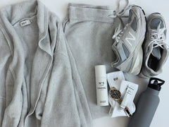 Set active - jersey knit cardigan + pants - FOG