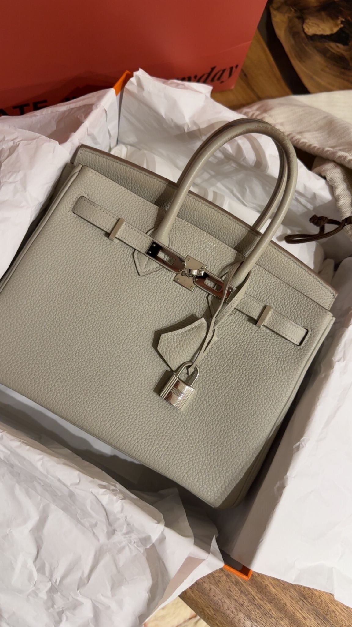 Hermes - birkin 25 togo - 
gris perle 
phw