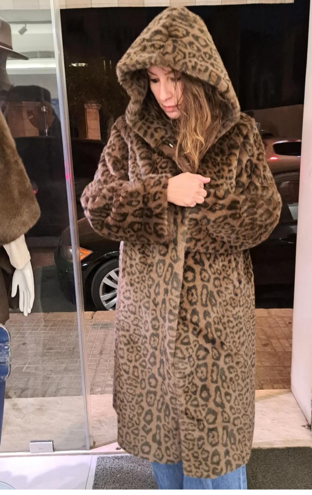 LB leopard faux fur jacket - free size