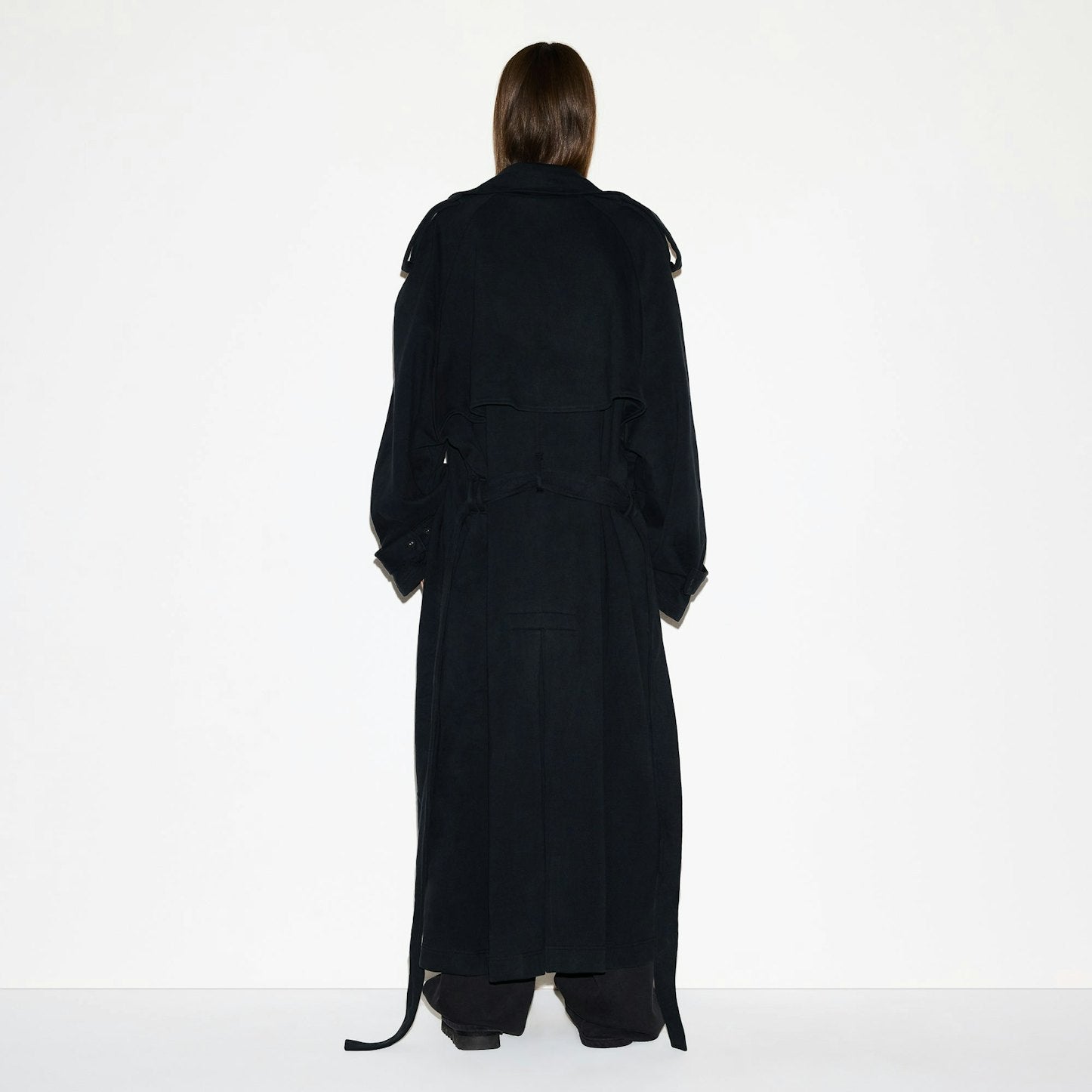 Skims - OVERSIZED TRENCH COAT - boyfriend cotton  fleece - onyx black