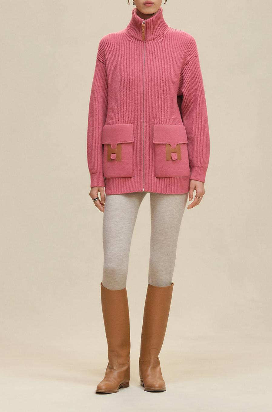Hermes - wool knit cardigan - rose