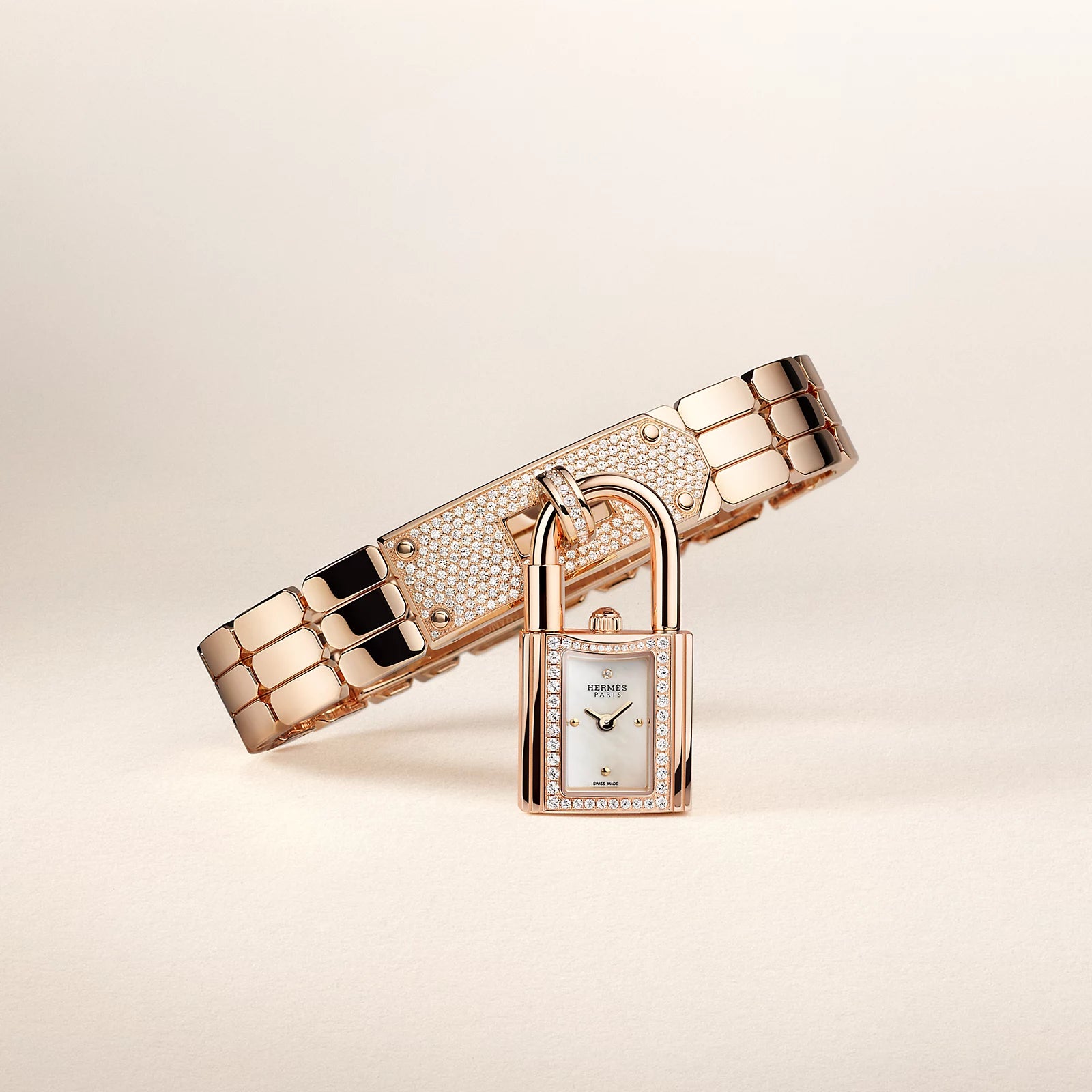 Hermes Kelly Diamond Mini model 16mm Rose gold Watch