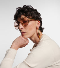 Bottega Veneta - Sardine Aviator-Style Gold-Tone Sunglasses