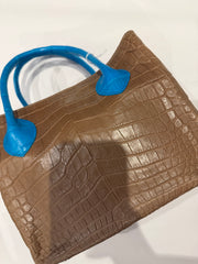 Bougie Bags - the real crocodile 🐊 - biege / blue- with strap