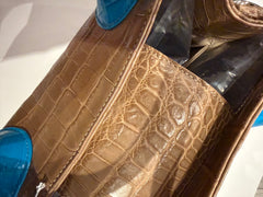 Bougie Bags - the real crocodile 🐊 - biege / blue- with strap