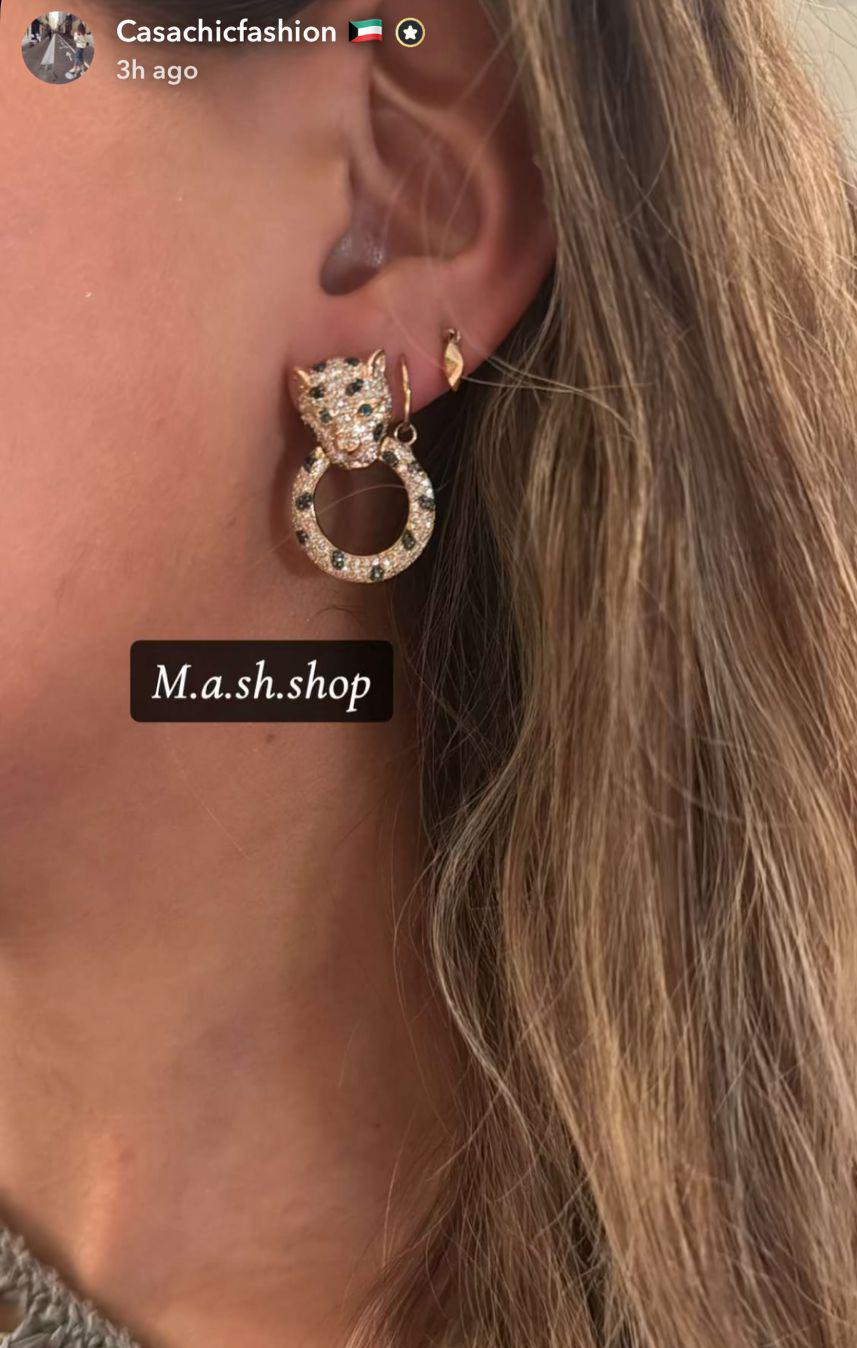 EF - leopard earings diamond & gold