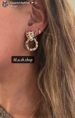 EF - leopard earings diamond & gold
