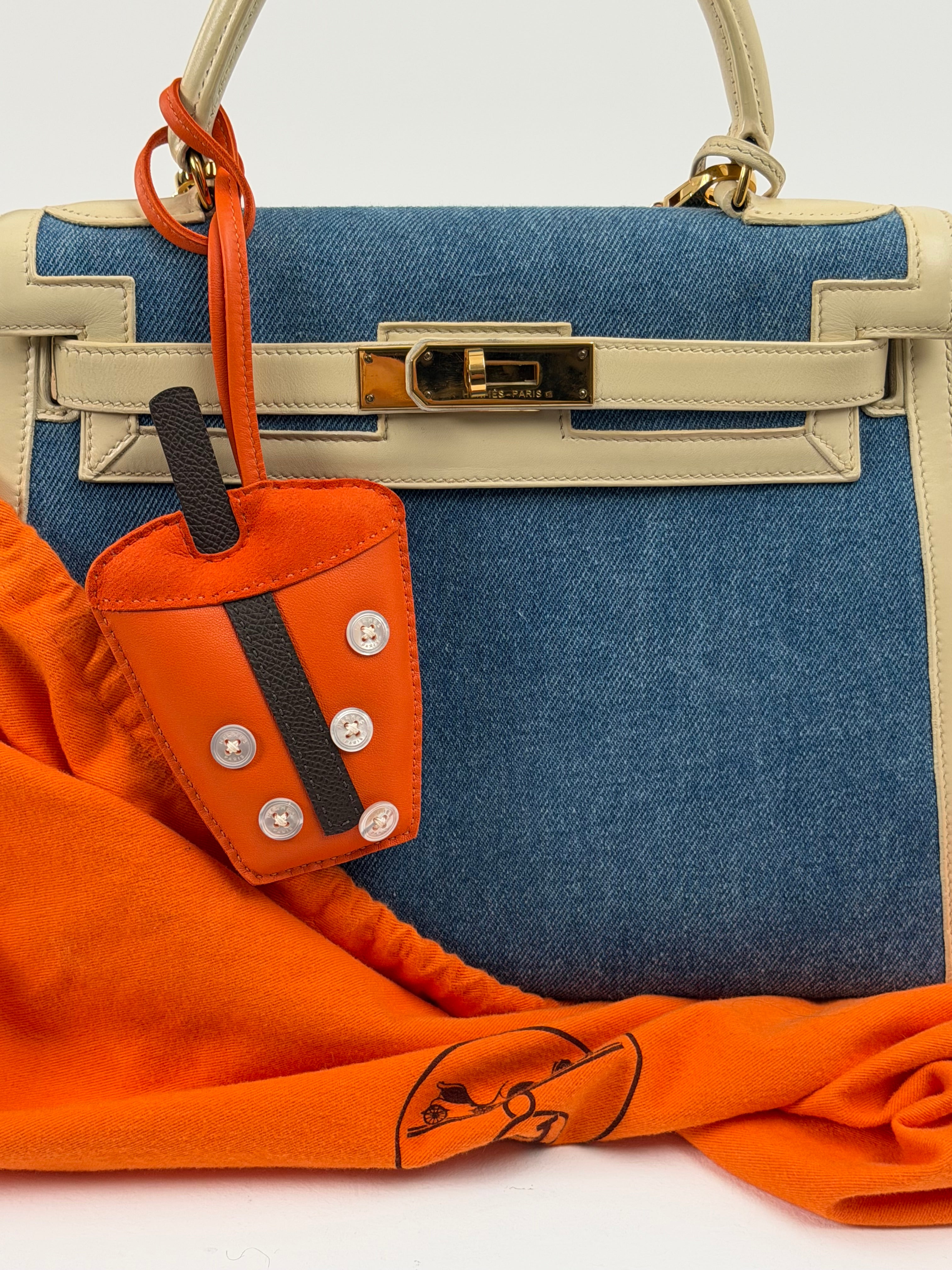 Hermes - kelly 25 vintage denim - nata