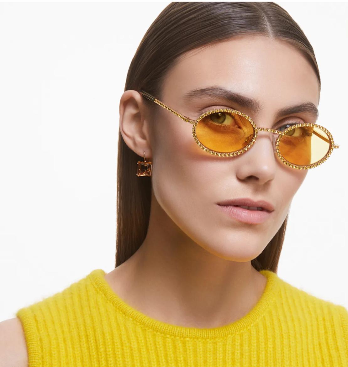 Swarovski - oval crystal sunglasses - yellow