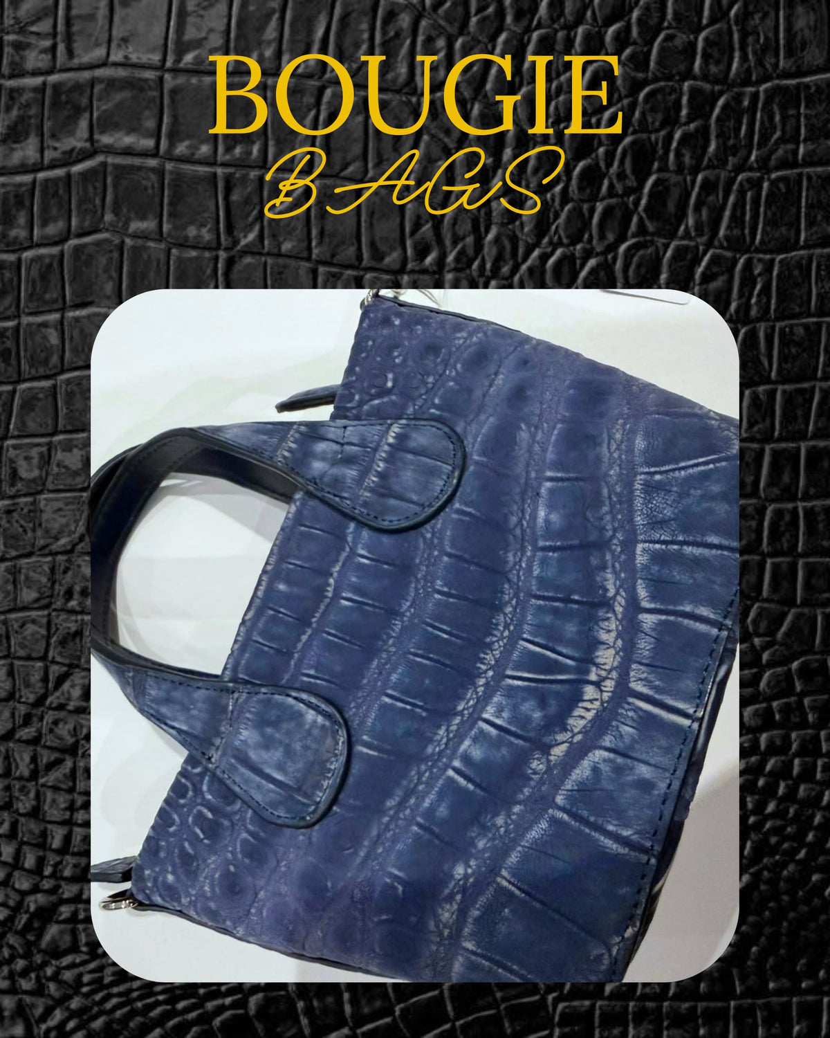 Bougie Bags - the real crocodile 🐊 - mini cross - blue suede - with strap