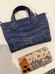 Bougie Bags - the real crocodile 🐊 - mini cross - blue suede - with strap