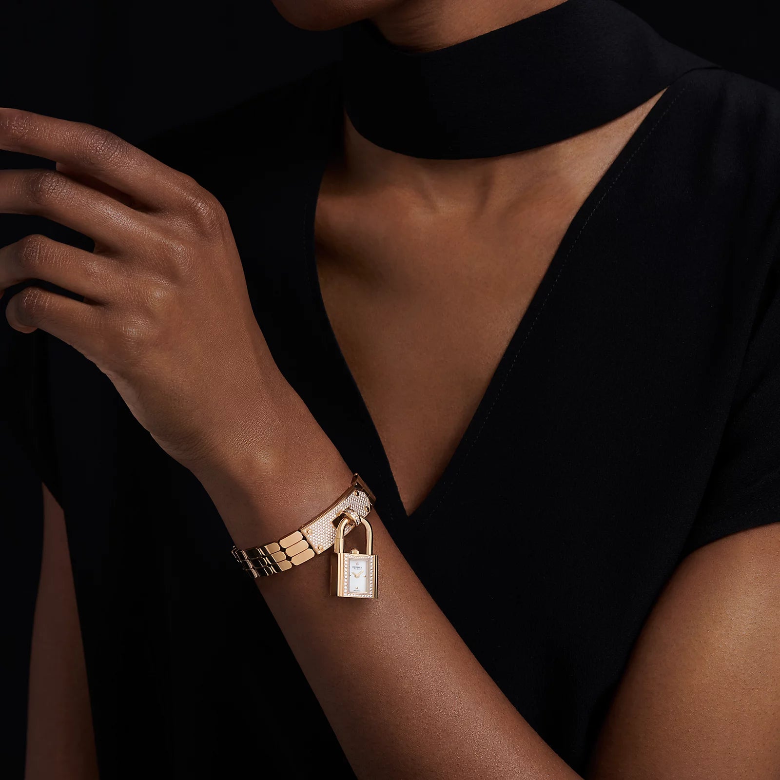 Hermes Kelly Diamond Mini model 16mm Rose gold Watch