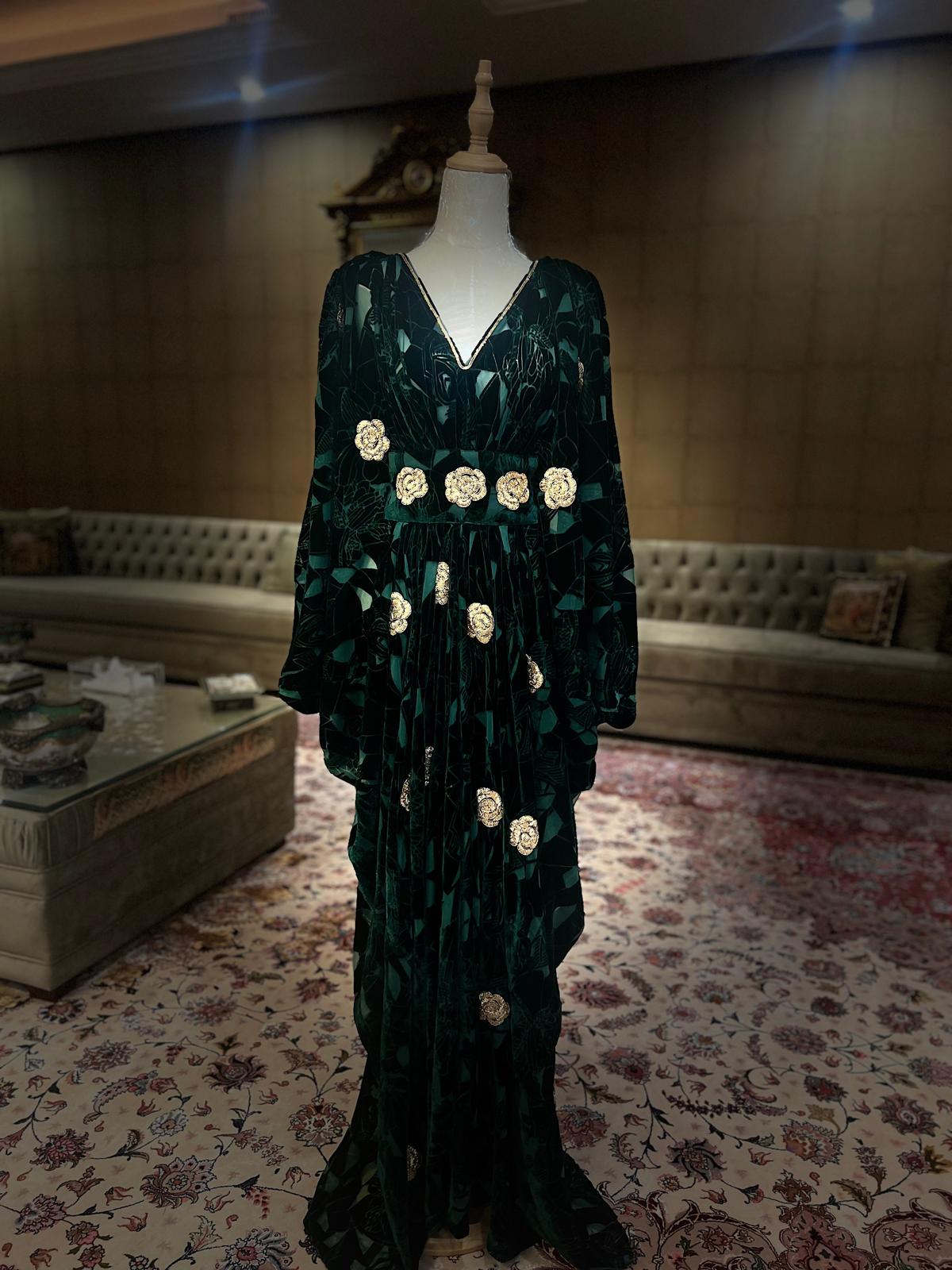 Teeb exclusive pieces for Mash - Emerald velvet kaftan