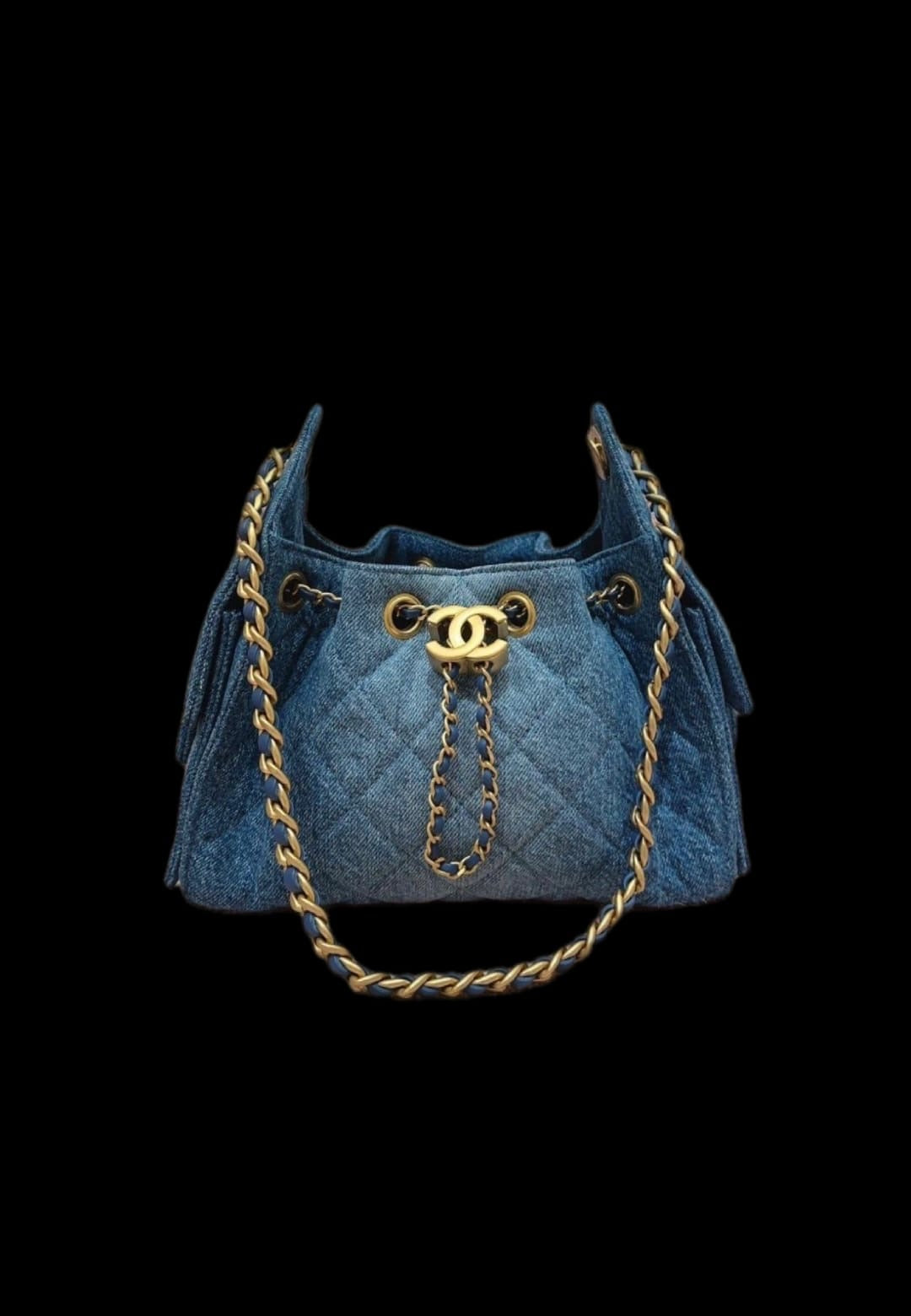 CHANEL - 25 SMALL HANDBAG
 
Washed Denim & Gold-Tone Metal 
Blue