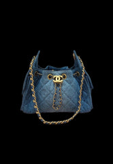 CHANEL - 25 SMALL HANDBAG
 
Washed Denim & Gold-Tone Metal 
Blue