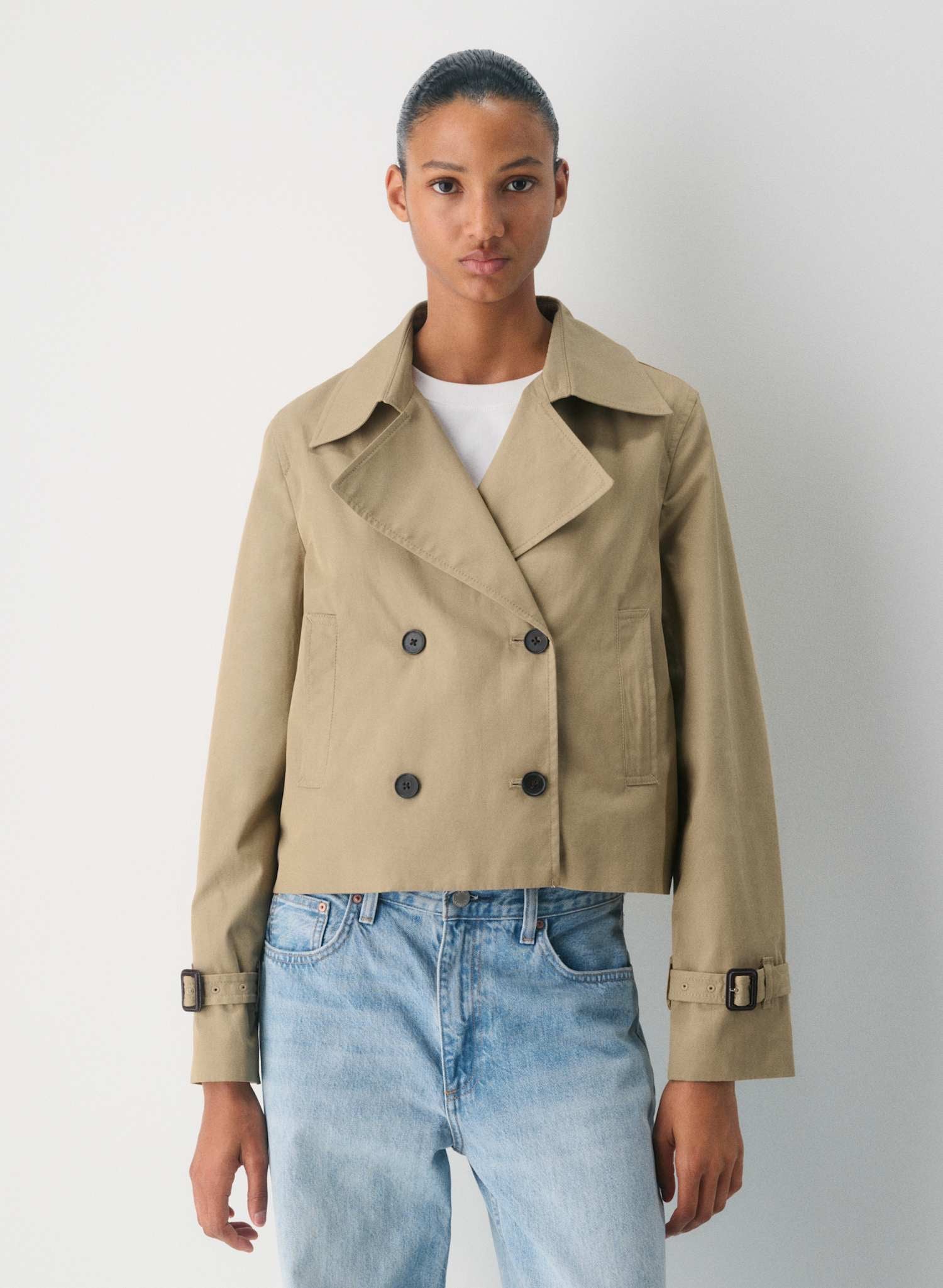 Aritzia - cropped trench coat - Tan