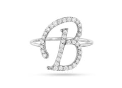 Panacheous jewelry- white gold & Diamond B ring