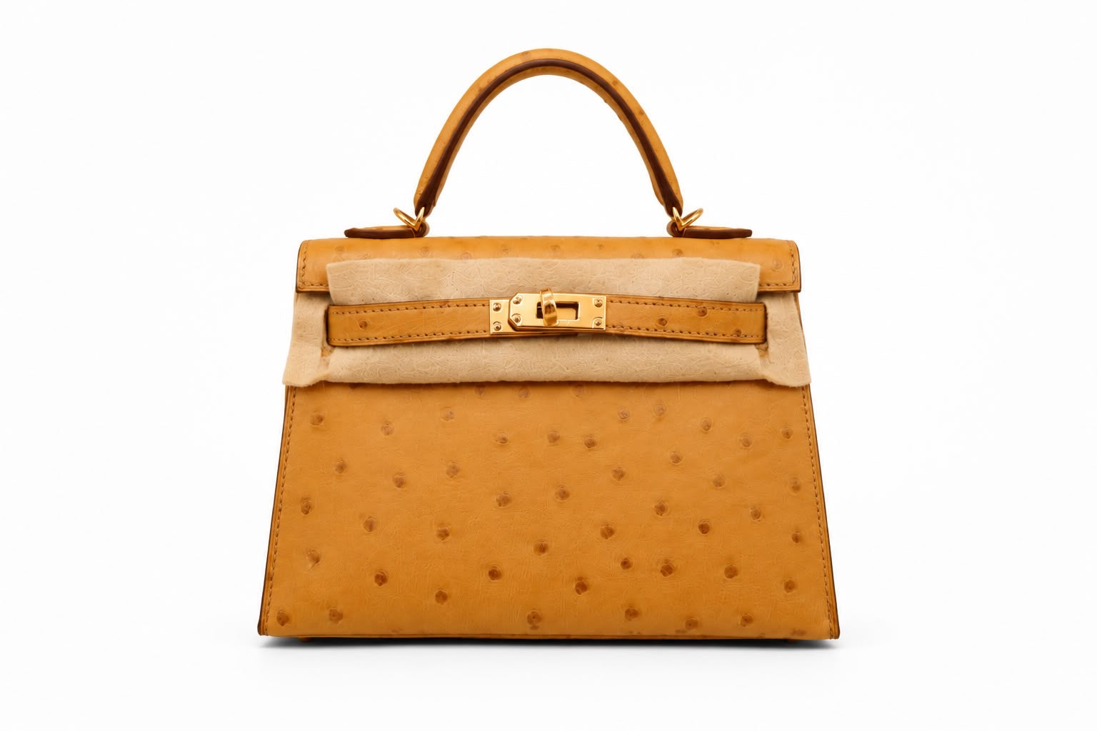Hermes - Kelly 20 ostrich - tabac Ghw