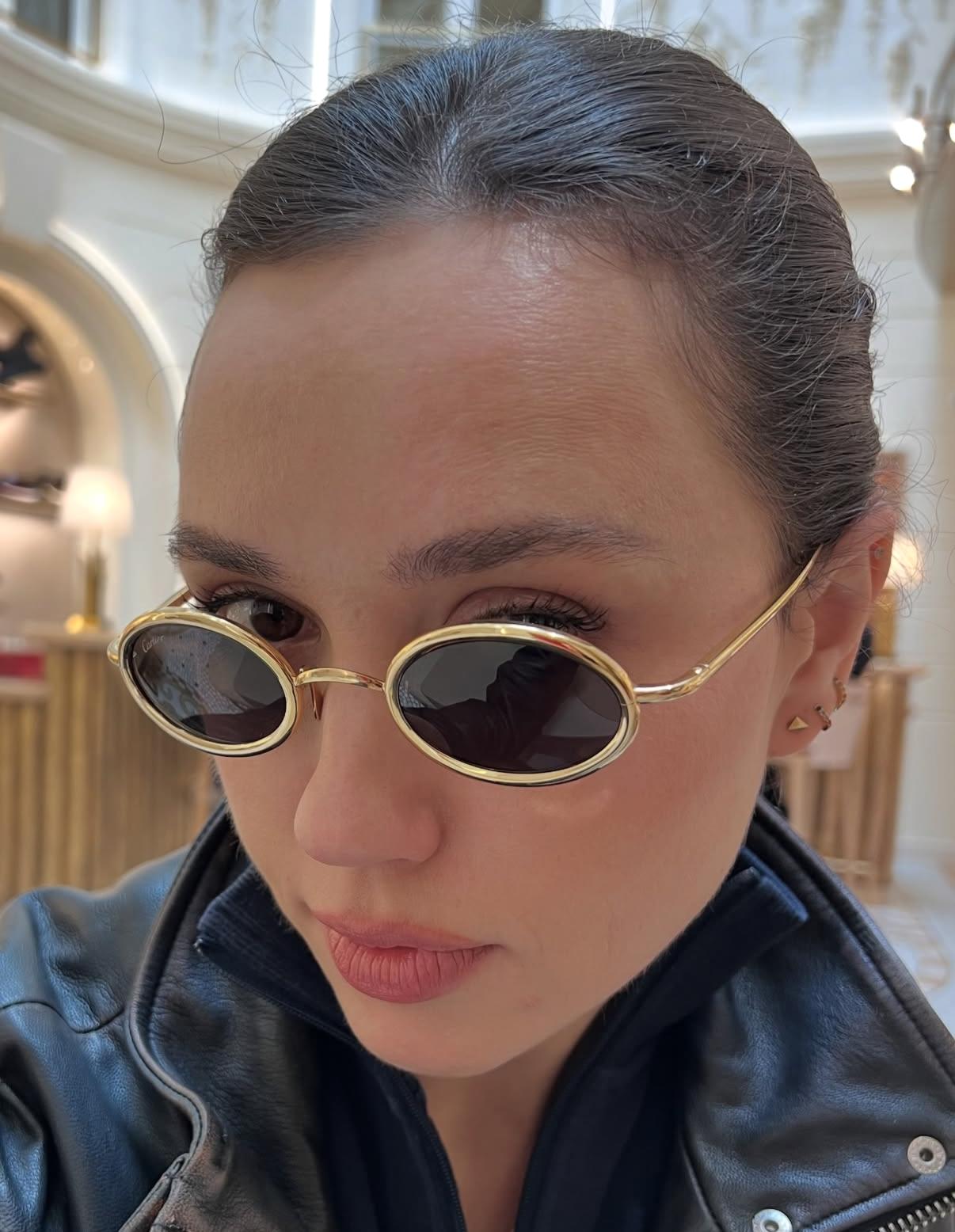Cartier - Oval-frame gold-tone titanium sunglasses