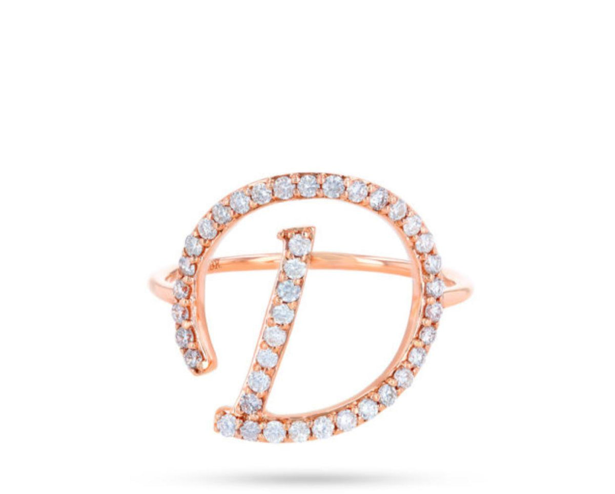 Panacheous jewelry- white gold & Diamond D ring