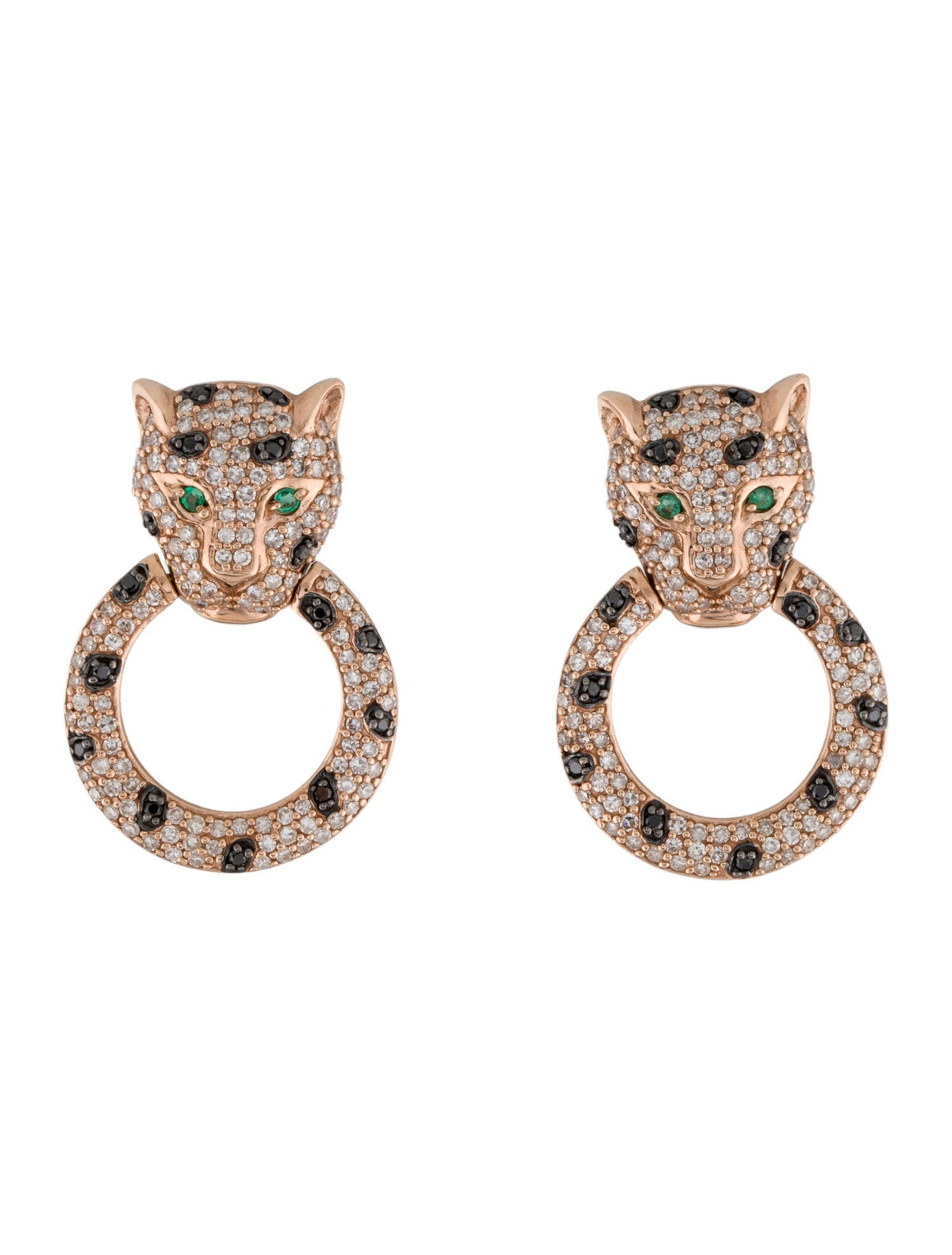 EF - leopard earings diamond & gold