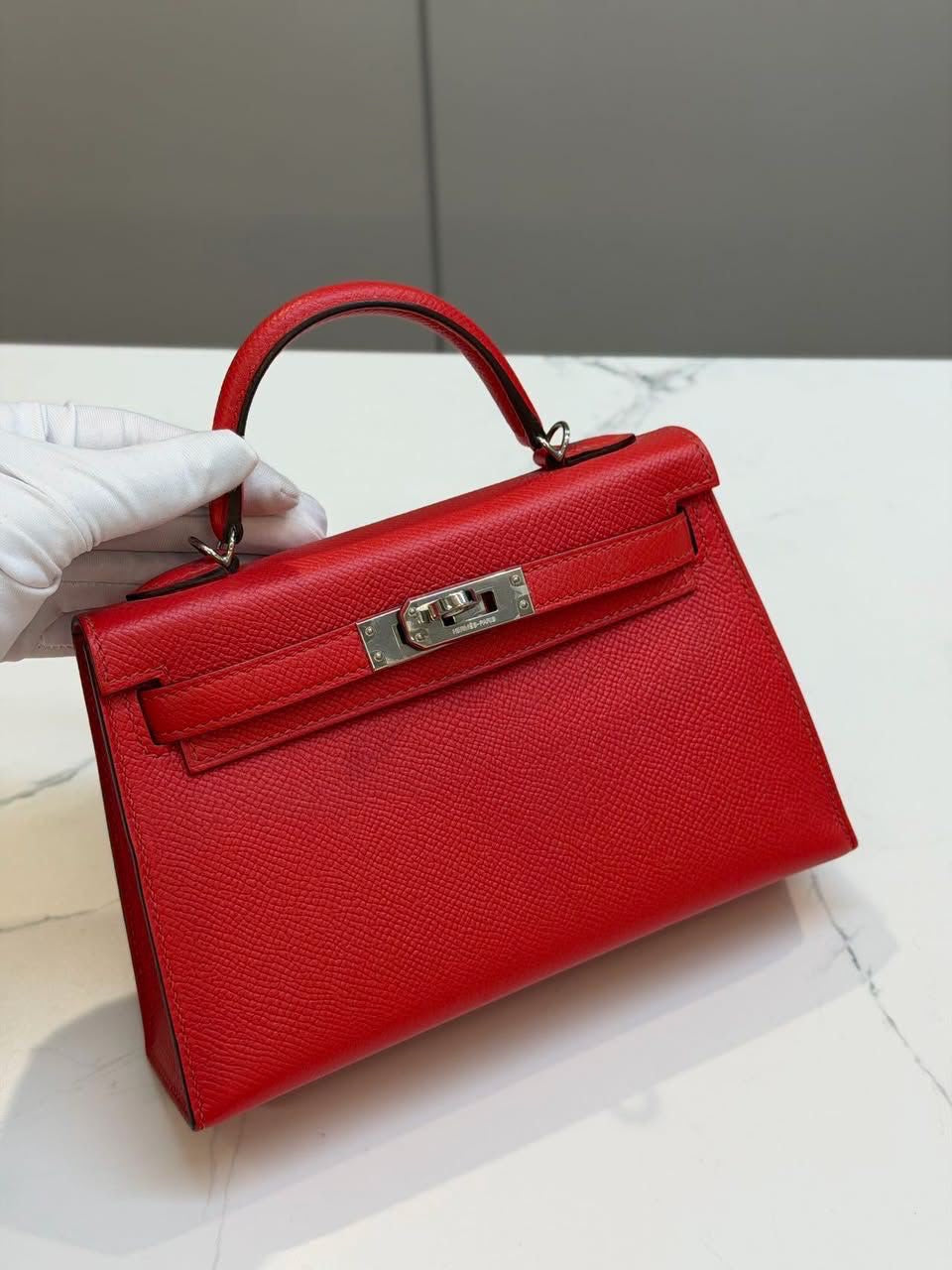 Hermes - Mini K20 Rouge Casaque Epsom Phw