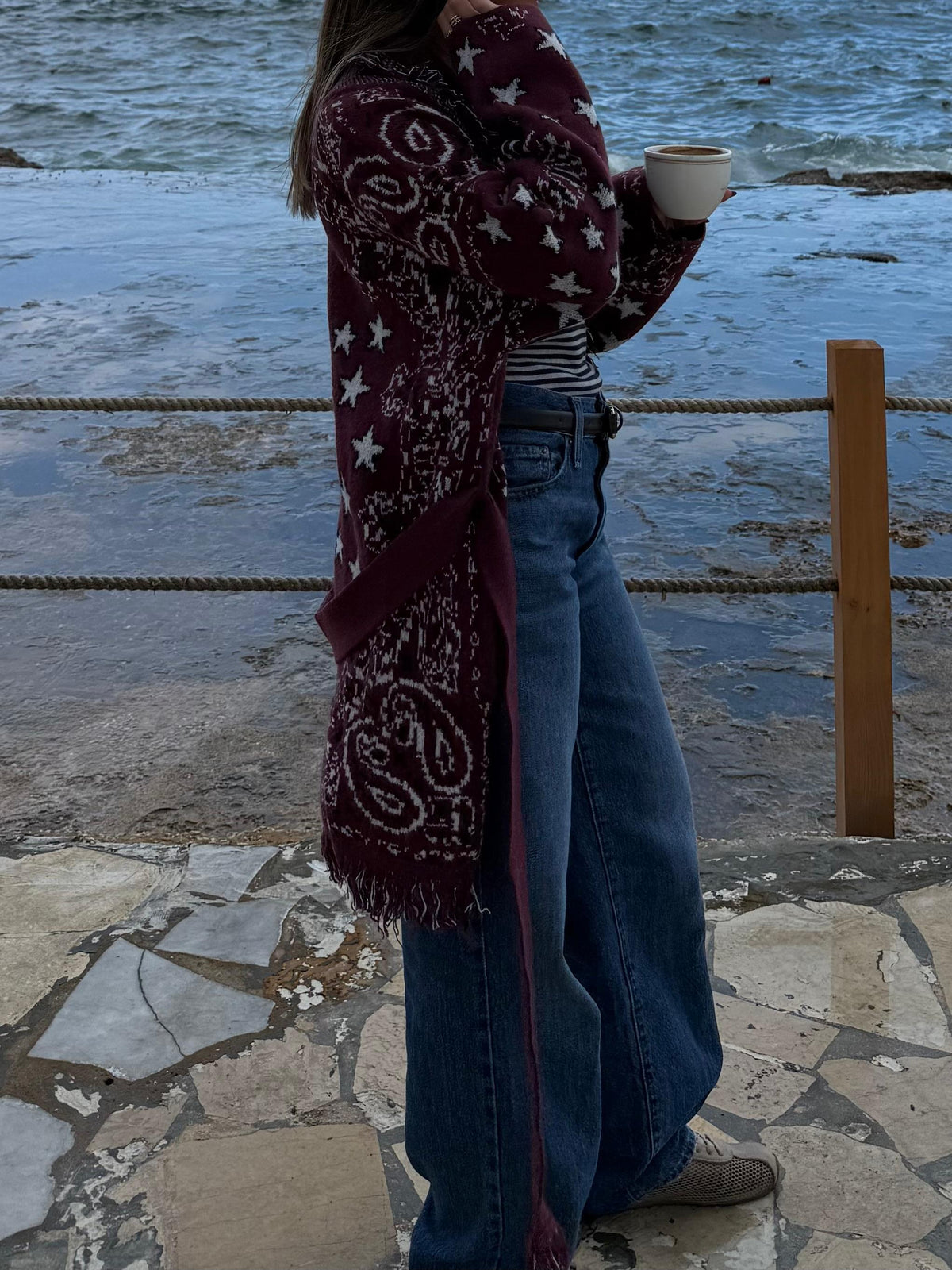 Bandana cardigan- maroon free size