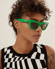 Bottega Veneta squared cat eye green sunglasses