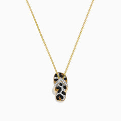 EF - 14K Yellow Gold White, Brown, and Black Diamond Flip Flop Pendant