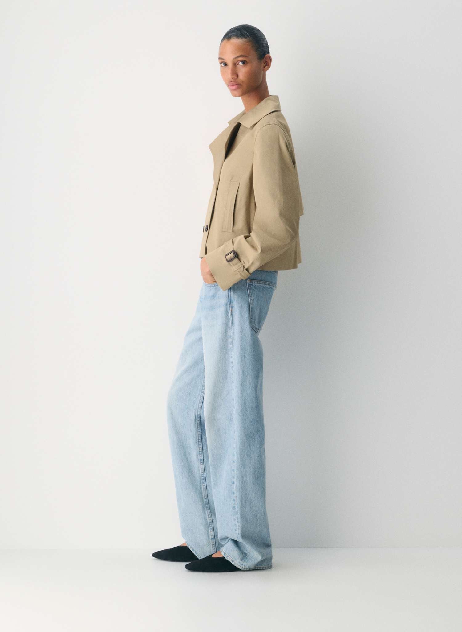 Aritzia - cropped trench coat - Tan