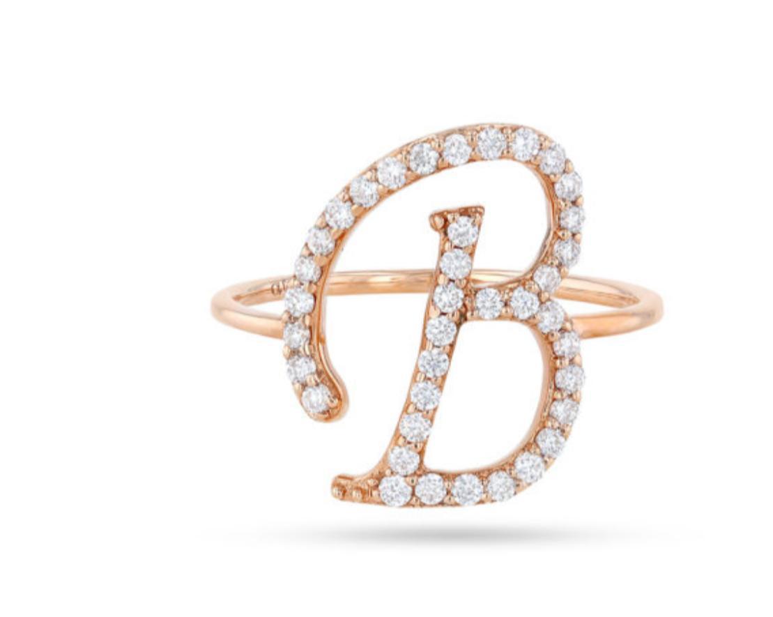 Panacheous jewelry- white gold & Diamond B ring