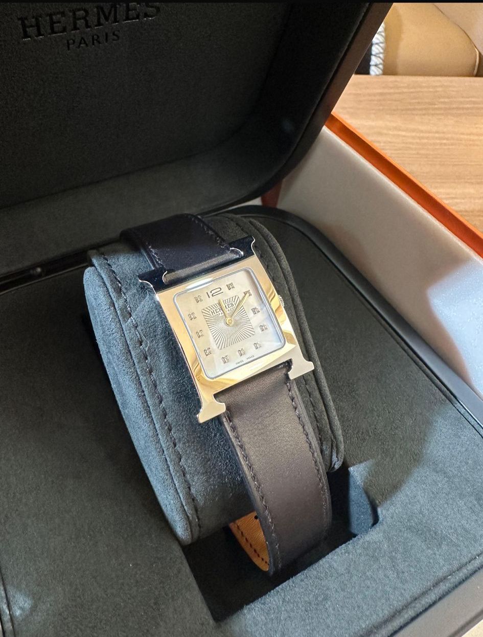 Hermes - diamond watch black strap