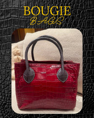 Bougie Bags - the real crocodile 🐊 - maroon / grey- with strap