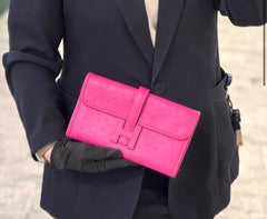 Hermes - Jige Duo Clutch bag Rose Purple (L3) Ostrich D