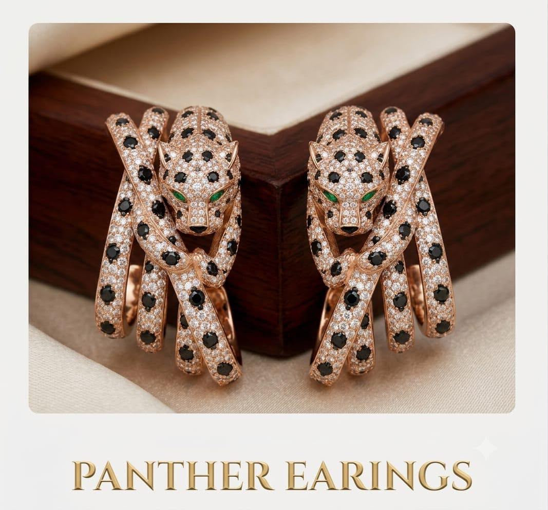 Mash - panther earrings ( black & white diamond 💎