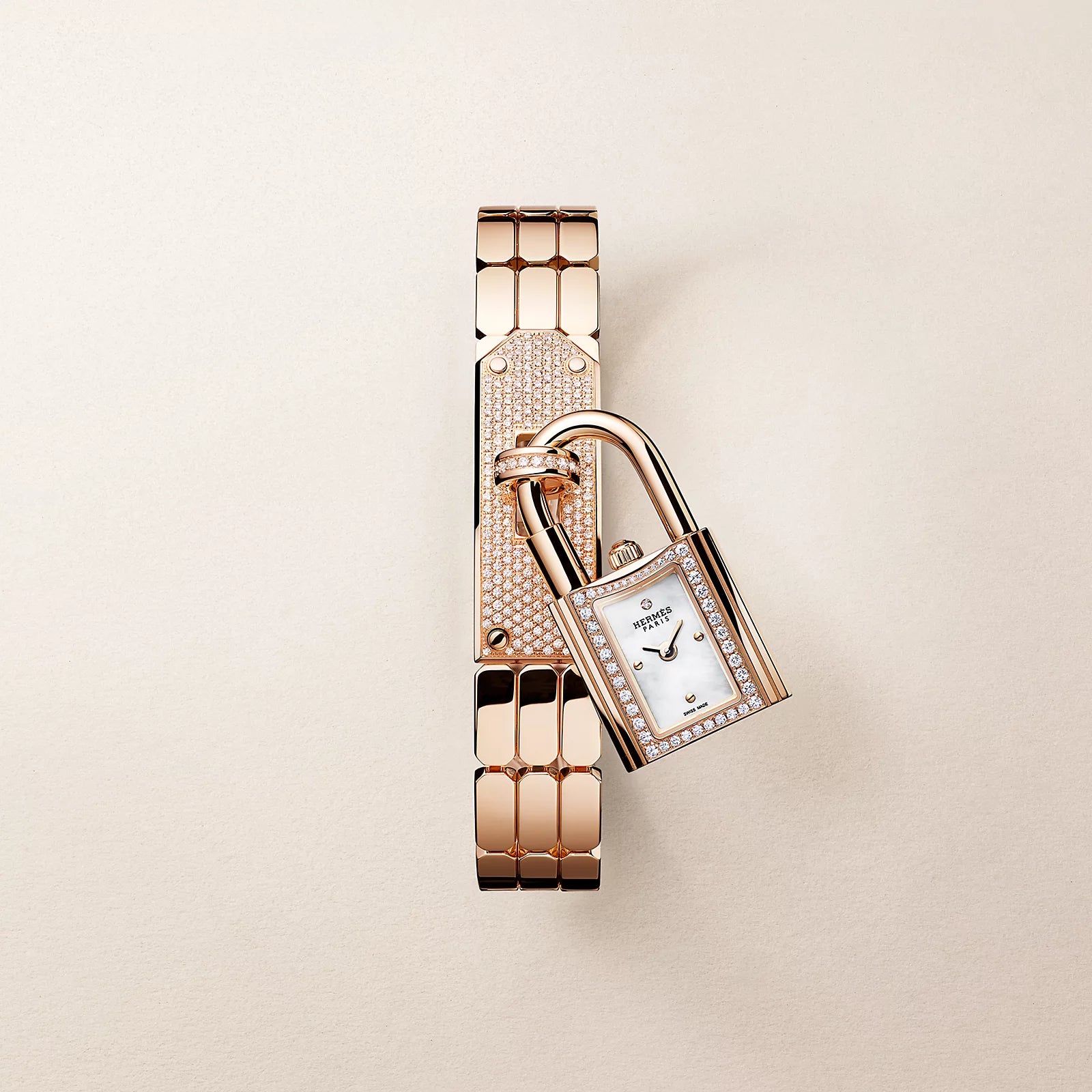 Hermes Kelly Diamond Mini model 16mm Rose gold Watch