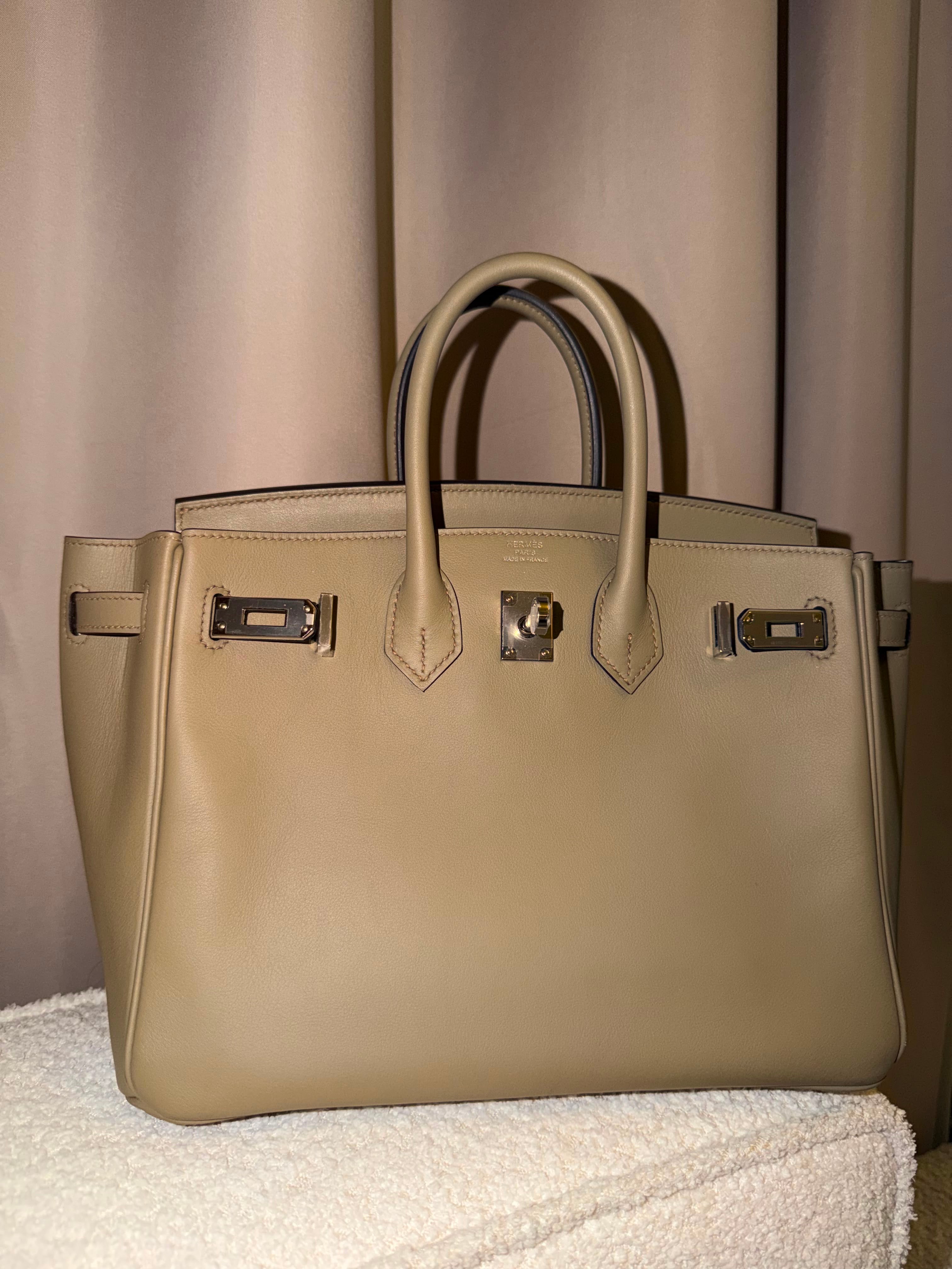 Hermes- Birkin 25 Beige Marfa / Gris Perle Swift Phw 7/2025