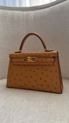 Hermes - kelly 20 ostrich - tabac ghw