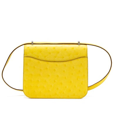 Hermes - Constance 18 ostrich Jaunt citron
