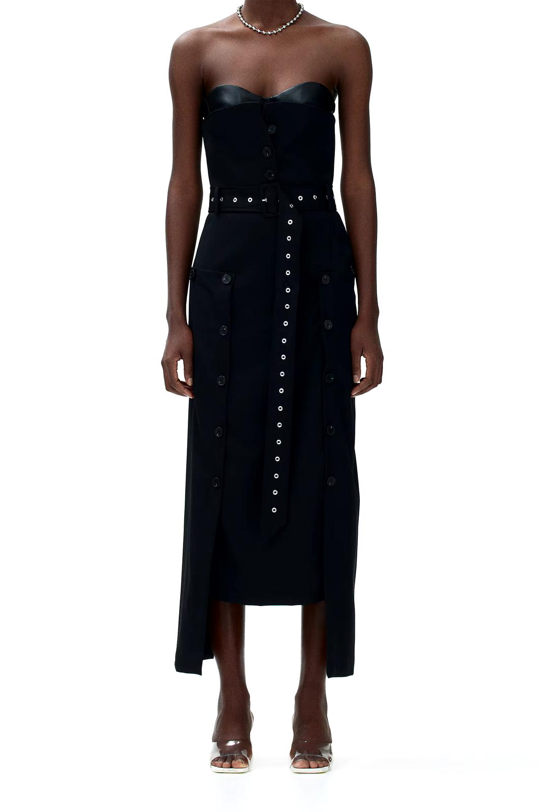 Rokh X H&M - Bandeau dress with leather bra - Black Mash Shop Rokh X H&M - Bandeau dress with leather bra - Black Mash Shop