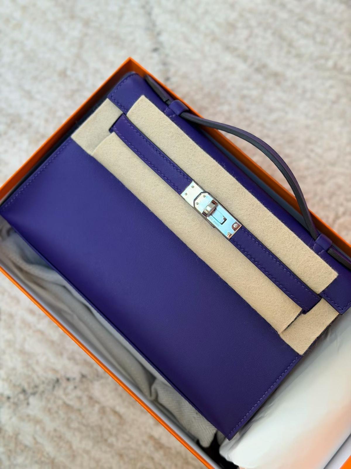 Hermes - kelly pochette - purple phw