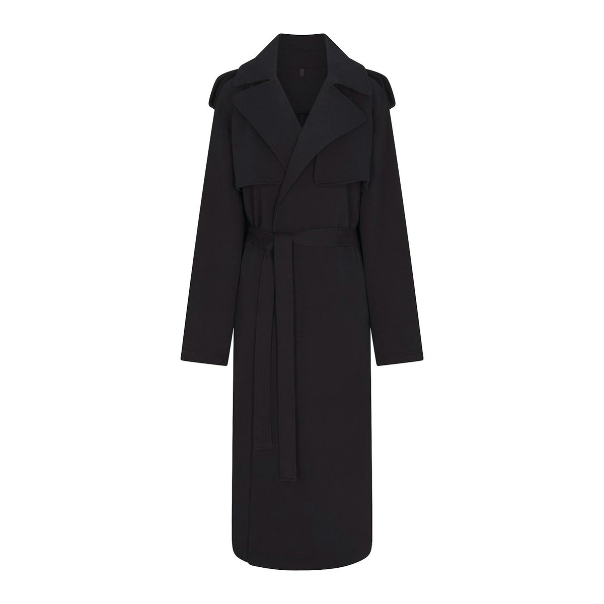 Skims - OVERSIZED TRENCH COAT - boyfriend cotton  fleece - onyx black